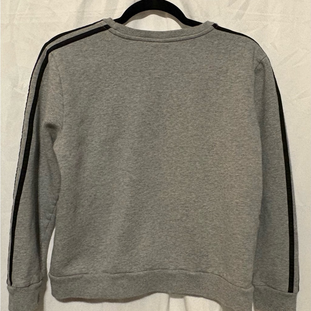 adidas Gray Sweatshirt with Black Logo & Stripes - Picture 4 of 4